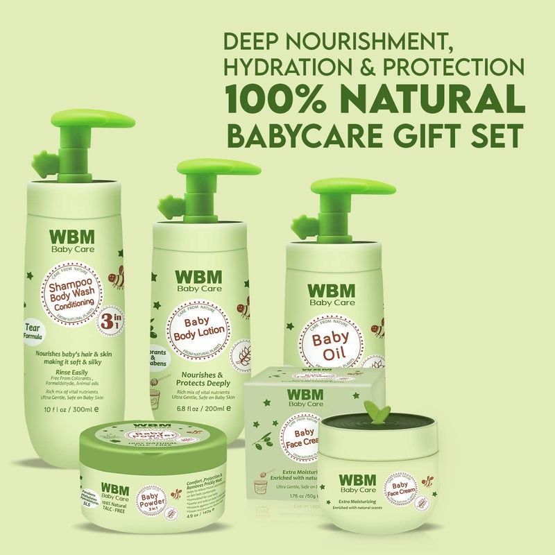 WBM Care Baby Gift Set | 5 Essential Baby Skin Care Products - Baby Lotion, Baby Shampoo, Face Cream, Baby Powder, and Baby Oil for Gentle and Complete Care - Image 2